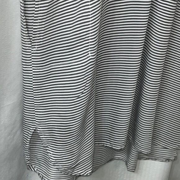 DKNY Gray & White Striped Lightweight Tunic Roll-Tab Sleeves - Picture 10 of 13